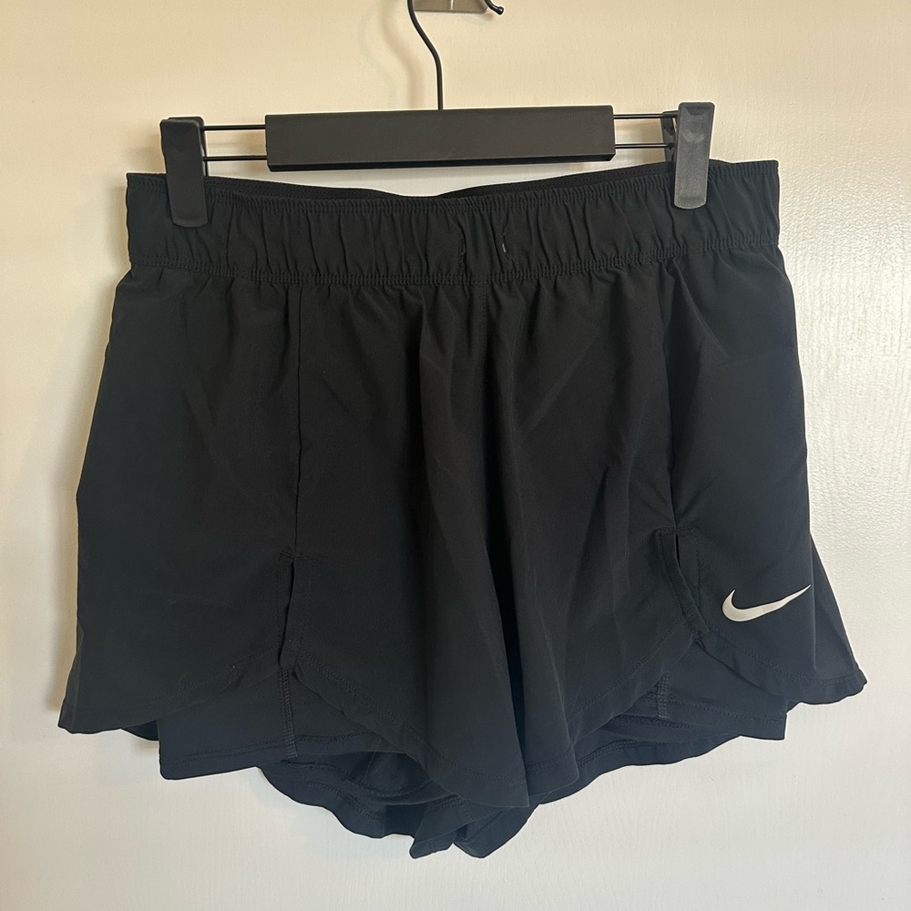 Nike Black Women's Athletic Shorts with Swoosh Logo